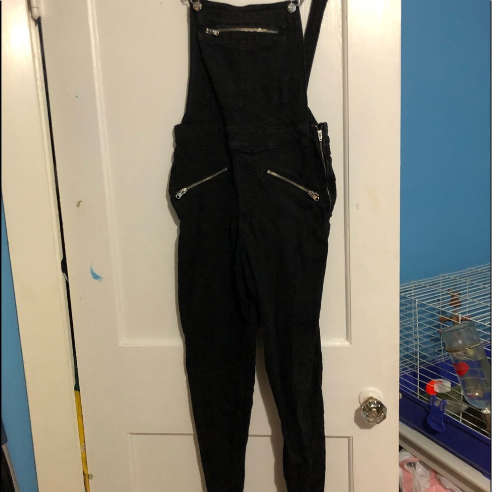 Black jean overalls